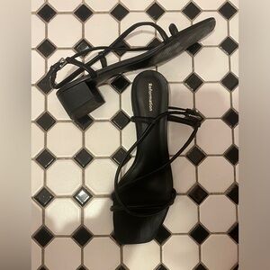 Reformation Elegant Black Strappy Heels